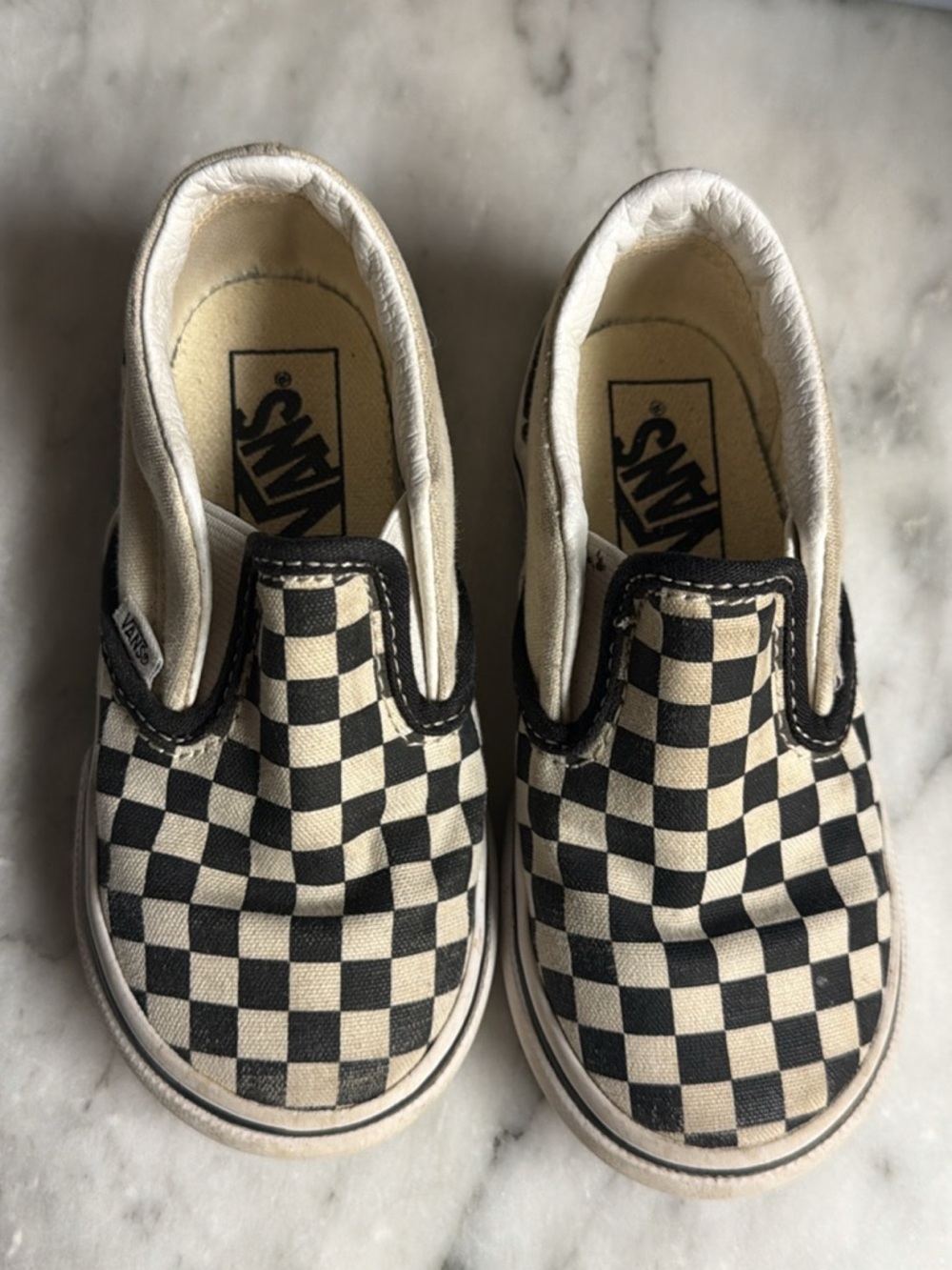 Vans Kids Slip-On Checkerboard Sneakers - Black & White